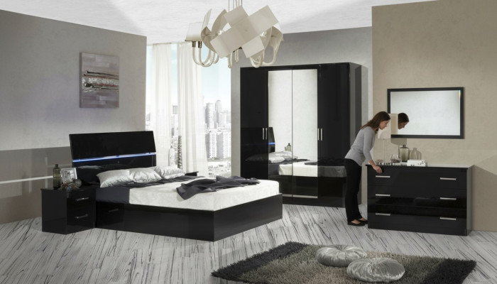 Schlafzimmer Set Komplett Kommode Bett Kleiderschrank Betten Nachtkonsole 6tlg.