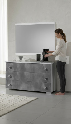 Tische Konsolen Tisch Side Board Schlaf Zimmer Holz Spiegel + Kommode Kommoden