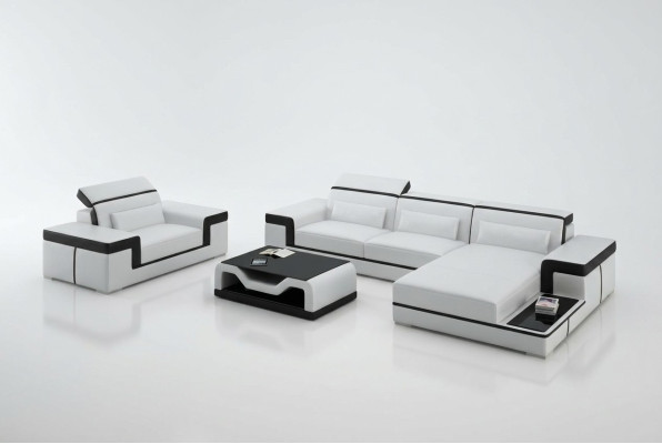 Wohnlandschaft Ecksofa L-Form Sessel Set Garnitur Modern Sofa Leder