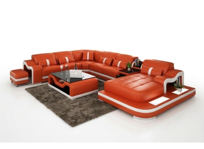 U Form Sofa Couch Polster Garnitur Wohnlandschaft Ecksofa Leder