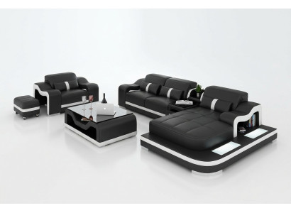 Wohnlandschaft Ecksofa L-Form Sessel Set Garnitur Deko Modern Sofa Leder