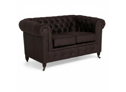 Zweisitzer Chesterfield Textil Couch Polster 2 Sitzer Sofas Couchen schwarze Neu