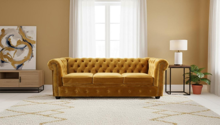 Chesterfield 3 Sitzer Sofa Büro Couch mit Bettfunktion Sofas Couchen Dreisitzer