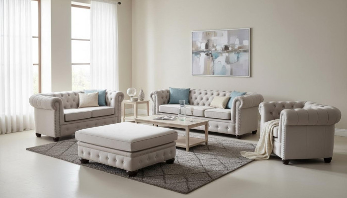 Chesterfield Sofagarnitur 3+1+1 Sitzer Design Couch Polster Sofa Garnitur Set