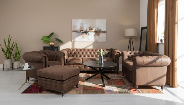Chesterfield Couch Sitz Polster 321 Hocker Sitzer Garnitur Sofa Sofas Fußhocker