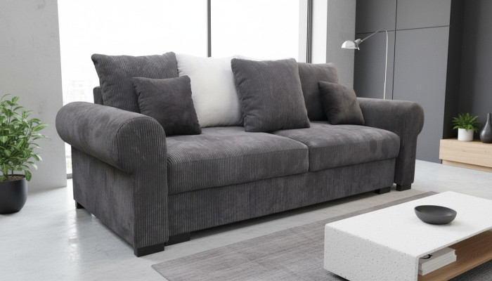 Schlafsofa big xxl Lümmel Wohnzimmer Couch 256cm Bettfunktion Sofa