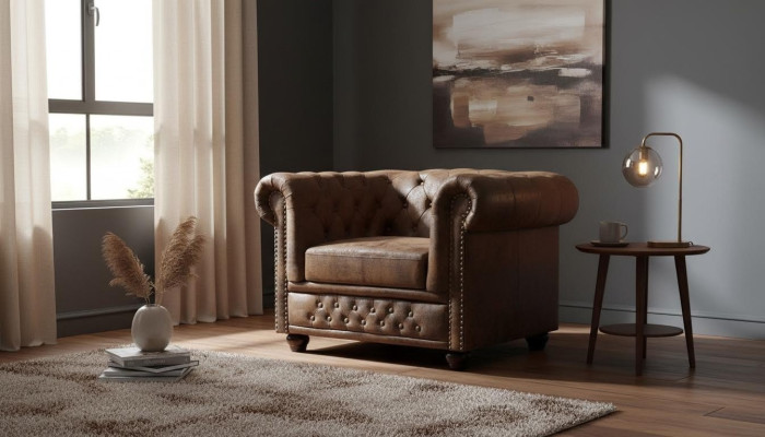 Chesterfield Sessel Fernseh Couch 1 Sitzer Sofa Textil Stoff Couchen Polster