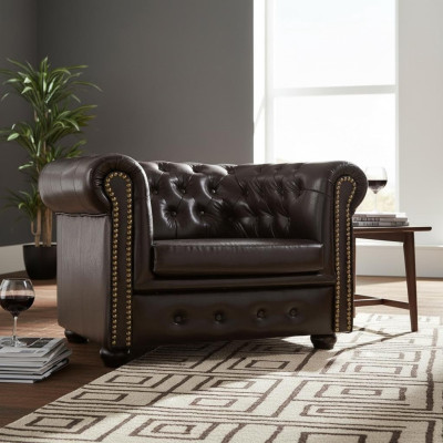Chesterfield Sessel Fernseh Couch 1 Sitzer Sofa Leder Stoff Couchen Polster