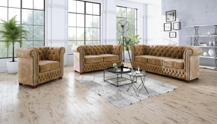 Chesterfield Sofagarnitur 3+2 Sitzer Sofa Sitz Couch Polster Garnitur Couchen