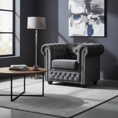 Chesterfield Sessel Fernseh Couch 1 Sitzer Sofa Textil Stoff Couchen Polster Neu