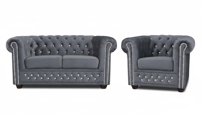 Chesterfield Sofagarnitur 2+1 Sitzer Design Couch Polster Sofa Garnitur Set Neu