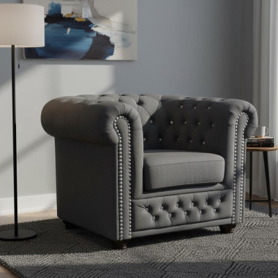 Couchen Chesterfield Sessel Fernseh Couch 1 Sitzer Sofa Textil Stoff Polster Neu