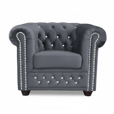 Couchen Chesterfield Sessel Fernseh Couch 1 Sitzer Sofa Textil Stoff Polster Neu