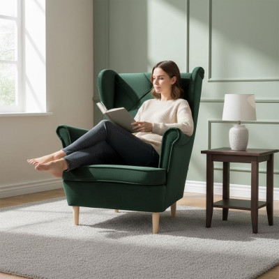 Chesterfield Sessel Fernseh Couch 1 Sitzer Sofa Stoff Textil Ohrensessel
