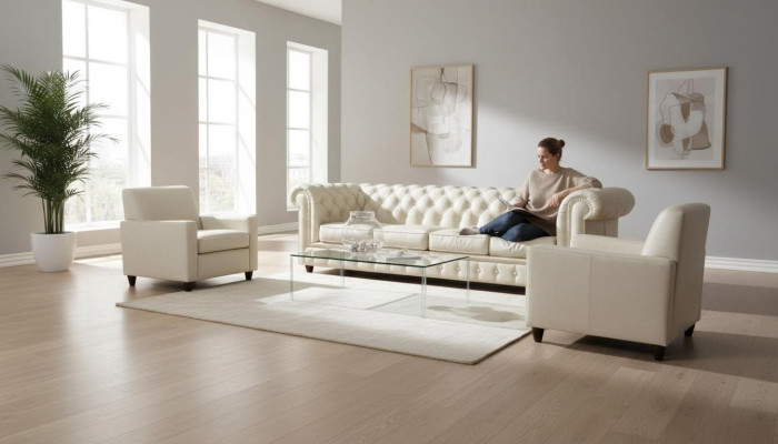 Chesterfield Ecksofa L-Form Stoff Design Couch Polster Sitz Sofa Textil