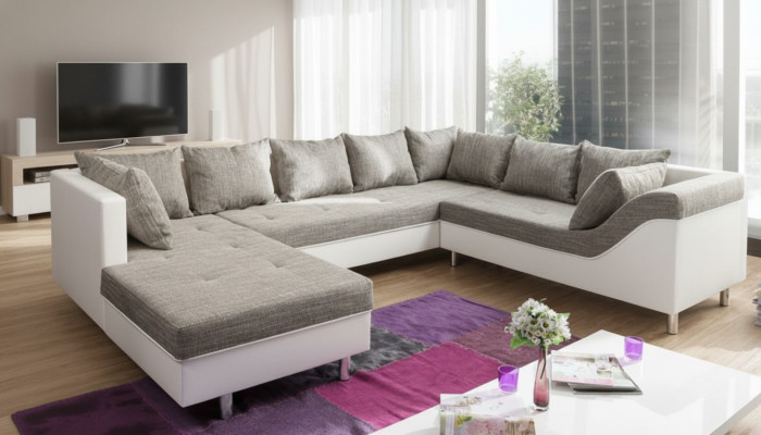 Design Ecksofa Uform Modern Sofas Couch Wohnlandschaft Schlaf Bett