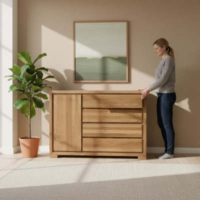 Holz Design Kommoden Kommode Schrank Hochschrank Anrichte Schubladen Sideboard