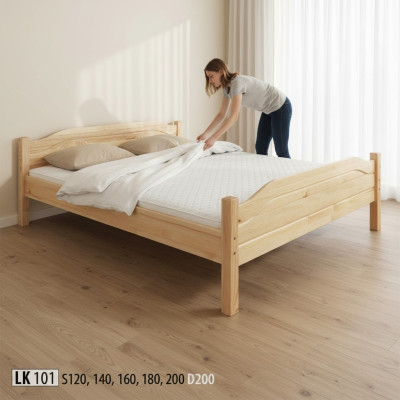 Holzbett Echtes Holz Doppelbett Schlafzimmer Hotel 180x200 Stil Massive Möbel