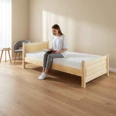 Vollholzbett Echtholz Massivholzbett 100x200 Einzelbett Seniorenbett Handarbeit