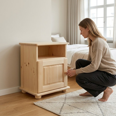 Nachttische Konsolen massiv Nachttisch Holz Tisch Kommode Echt Holz Konsolen