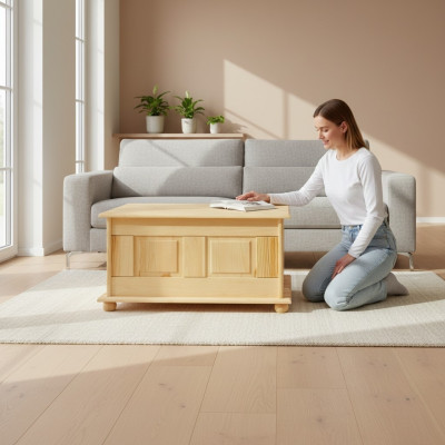 Deko Box Vollholz Möbel Holz Möbel Handarbeit Schatule Truhe Echtholz 86x45cm