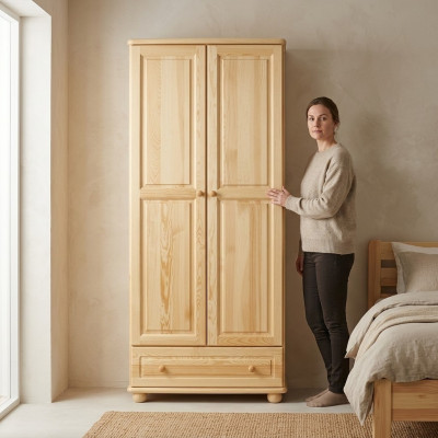 Echtes Holz Massivholz Vollholz Kleiderschrank Schrank Schlafzimmerschrank Neu