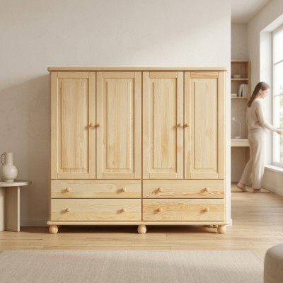 Kommode Design Lowboard Anrichte Schrank Echtes Holz Buffet Kommoden Sideboard