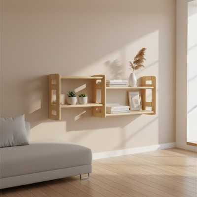 Wandregal Bücherschrank Bücherregal Wohnzimmer Wand Regal Echtes Holz