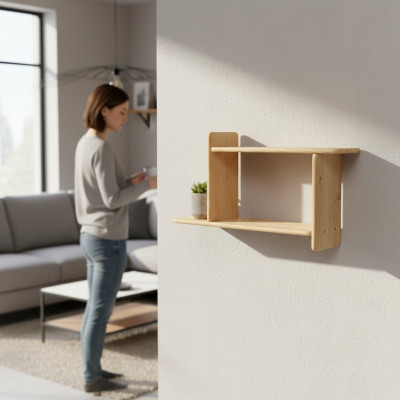 Handarbeit Wandregal Regal Bücherregal Wohnwand Wohnzimmer Wand Regal Vollholz