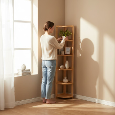 Eckregal Regal Schrank Wohn Zimmer Wand Schränke Büro Regale Echt Holz Massiv
