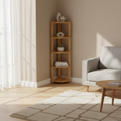 Eckregal Bücherregal Wohnzimmer Wand Regal Echtes Holz Regale Eckregale Büro Neu