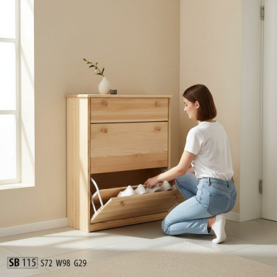 Schuhtruhe aus echtem Holz handgefertigte Schuhkipper Schuhtruhe aus 3 Schubladen