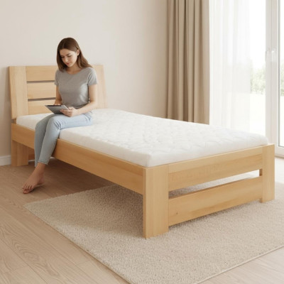 Holzbett Echtes Holz Bett Betten Hotel 100x200 Stil Massive Möbel Schlafzimmer