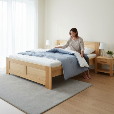 Schlafzimmer Holzbett Echtes Holz Bett Betten Hotel 180x200 Stil Massive Möbel
