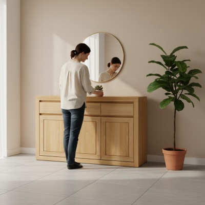 Designer Kommode Massivholz Kommoden Schrank Schränke Echtes Holz Eiche 140x90cm