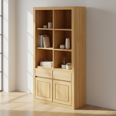 Wandschrank Holz Schränke Vitrine Wand Regale Wohnzimmer Handarbeit Massivholz