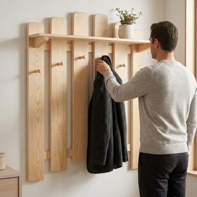 Garderobe Wandgarderobe mit 6 Haken, Wandpaneel Flurgarderobe Garderobenpaneel