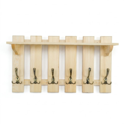 Garderobenpaneel 70x40 cm Wandgarderobe Garderobe Kiefer massiv 6 Haken