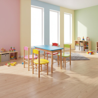 Stuhl Set Kinderzimmer Sitzgarnitur Echtes Holz Massiv 5tlg. Sitz Gruppe Tisch