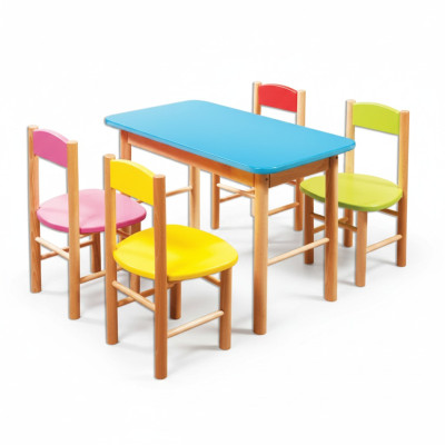 Stuhl Set Kinderzimmer Sitzgarnitur Echtes Holz Massiv 5tlg. Sitz Gruppe Tisch