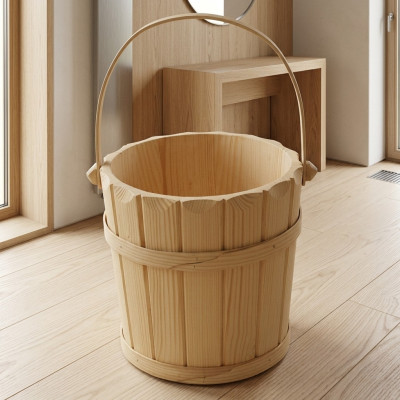 Holzeimer Wassereimer Saunaeimer Mittelalter Eimer Kiefer Echtes Holz 25cm Neu