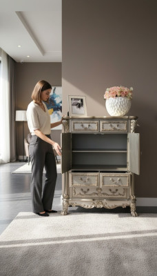 Buffet Anrichte Kommode Echte Handarbeit Holz Barock Rokoko Anrichten Kommoden