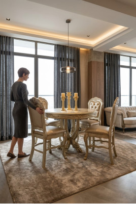 Esstisch 4x Stühle Klassische Esszimmer Garnitur 5tlg. Set Runder Tisch