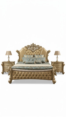 Bett Design Doppelbett Betten Luxus Klassiker Barock Chesterfield 184x214cm neu