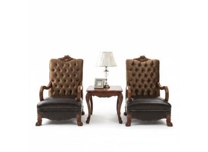 Wohnzimmer Set 2x Sessel+Beistelltisch Tisch Sofa Couch Chesterfield