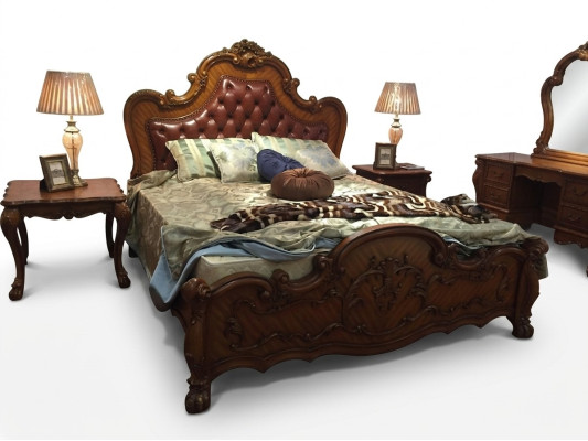 Klassisches Bett Barock Rokoko Chesterfield Stil Doppel Leder Hotel Betten