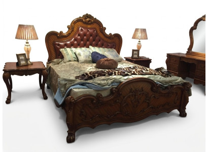 Klassisches Bett Barock Rokoko Chesterfield Stil Doppel Leder Hotel Betten