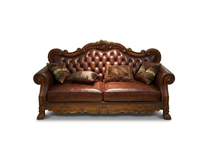 Ledersofa Barock Stil Rokoko Leder Sofa Couch Polster Sitz 3 Sitzer Dreisitzer