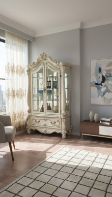Anrichte Luxus Schaufenster Vitrine Glas Schrank Antik Stil Barock Rokoko