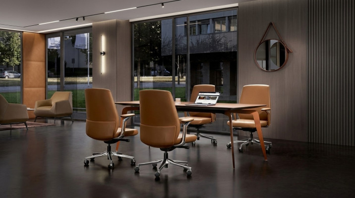 Büro Set 4x Konferenzstühle & Konferenztisch Komplettset Besprechungstisch 5tlg.